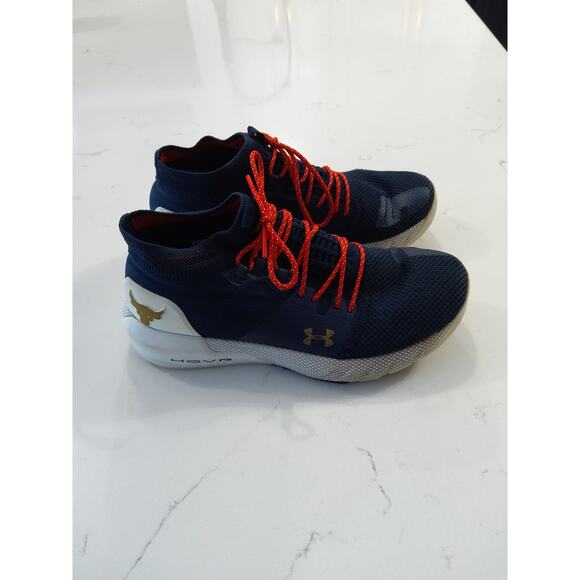 Under Armor project Rock 2 training athletic shoes size 7.5 women. Navy red wht - Picture 4 of 9